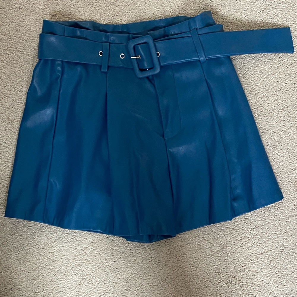 DO+BE Vibrant Blue Faux Leather Skirt